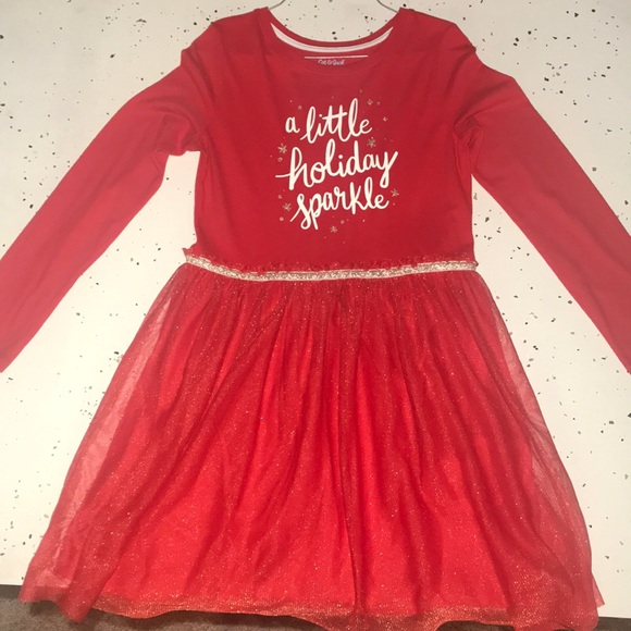 Cat & Jack “a little holiday sparkle” red dress - Picture 1 of 2